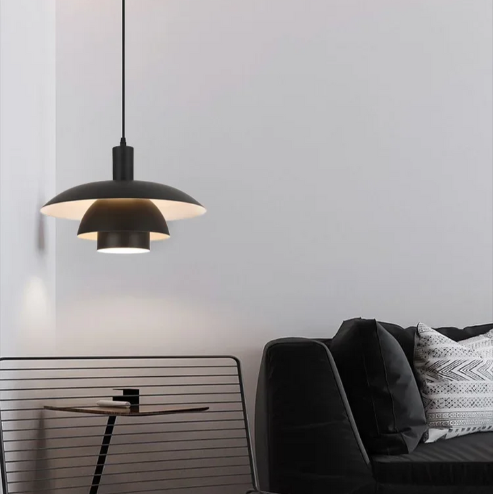 "Modern Scandinavian pendant light with sleek design, providing ambient LED glow, ideal for stylish home interiors."