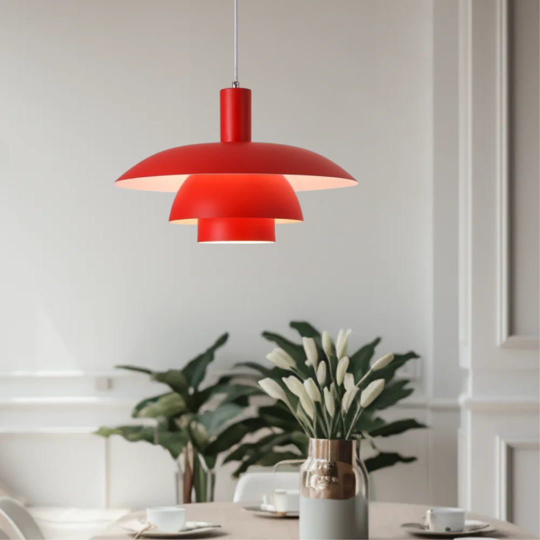 "Modern Scandinavian pendant light with sleek design, providing ambient LED glow, ideal for stylish home interiors."