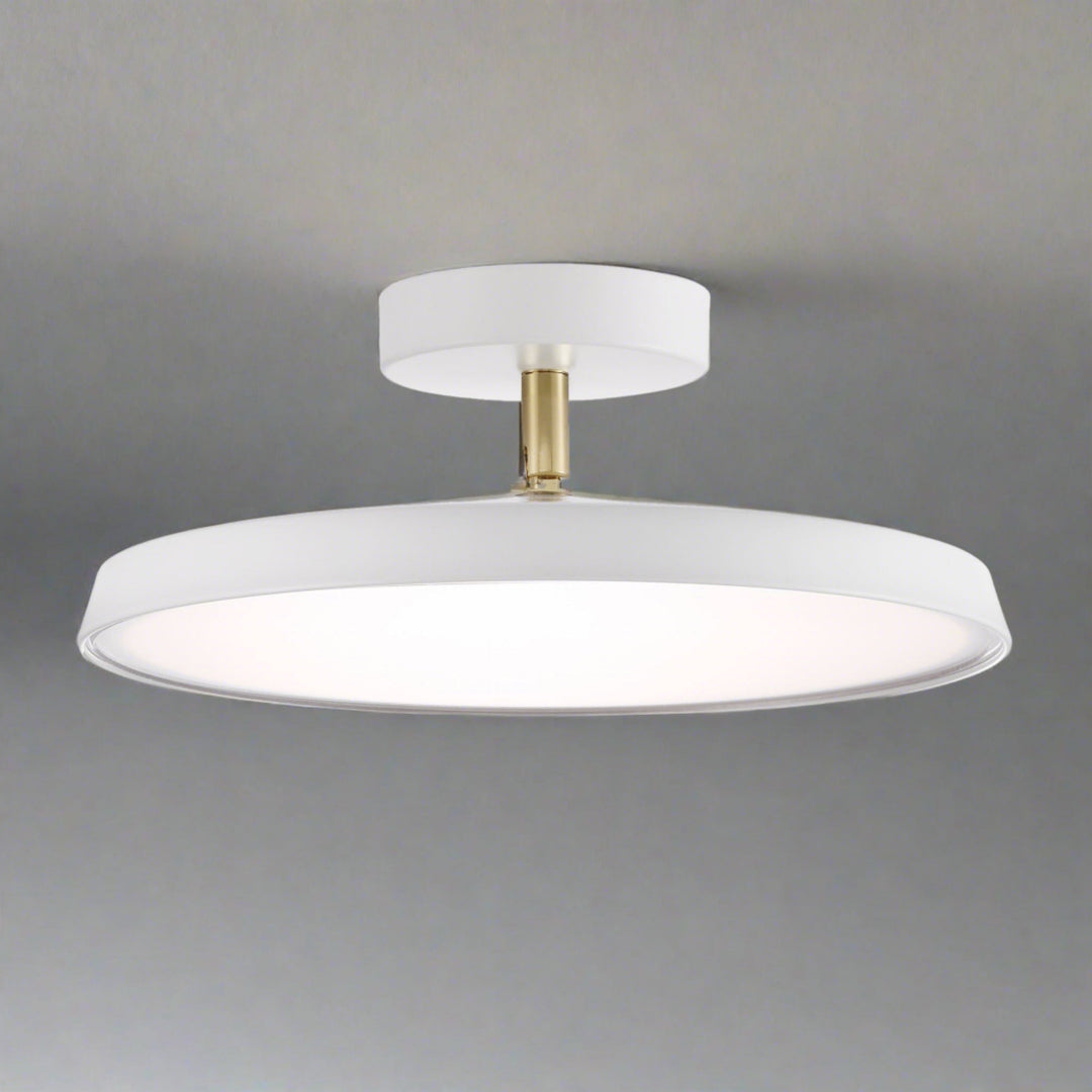 "Modern semi-flush ceiling light with sleek design, adjustable tones, and energy-efficient LED, perfect for any room ambiance