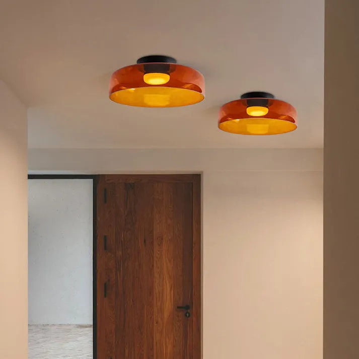 Nordic designer glass ceiling lamp in modern medieval style with elegant glass build, available in gray, green, and orange.