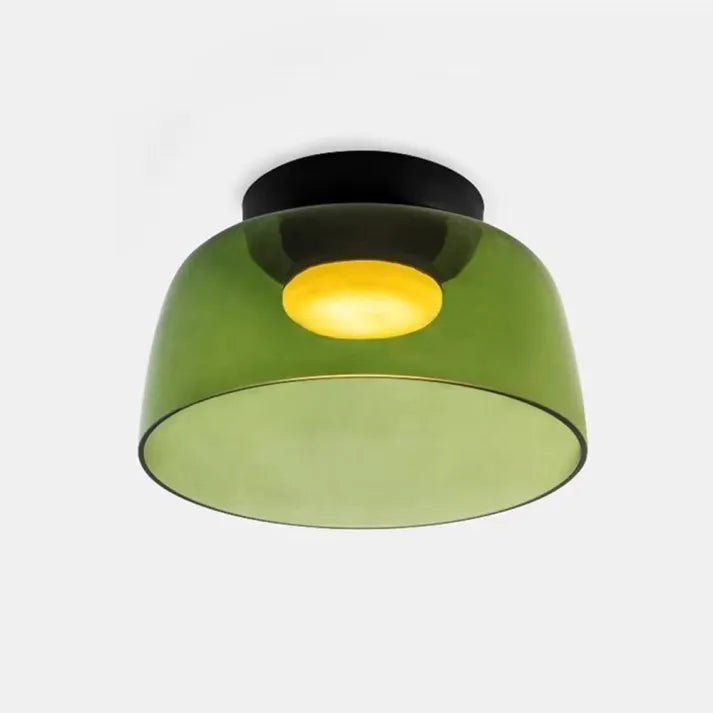 Nordic designer glass ceiling lamp in modern medieval style with elegant glass build, available in gray, green, and orange.