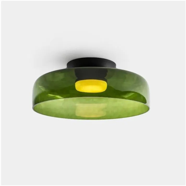 Nordic designer glass ceiling lamp in modern medieval style with elegant glass build, available in gray, green, and orange.