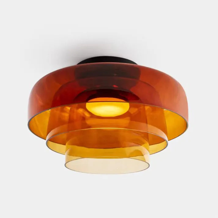 Nordic designer glass ceiling lamp in modern medieval style with elegant glass build, available in gray, green, and orange.