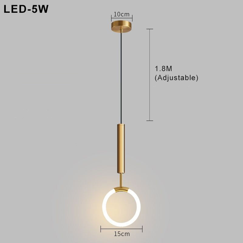 "Nordic LED Pendant Light with sleek metal lines and minimalist design, perfect for modern kitchens and dining areas."