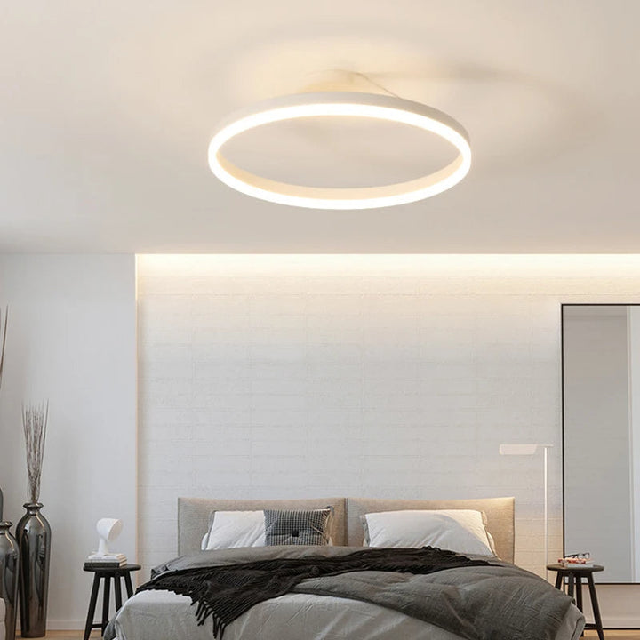 Nordic minimalist LED ceiling light with sleek metal iron and acrylic design, perfect for modern living room illumination.