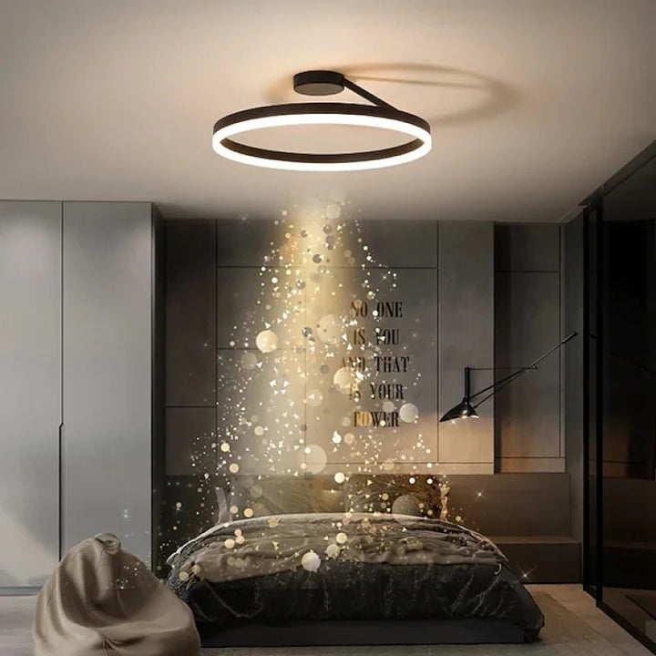 Nordic minimalist LED ceiling light with sleek metal iron and acrylic design, perfect for modern living room illumination.