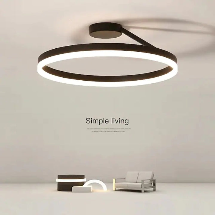 Nordic minimalist LED ceiling light with sleek metal iron and acrylic design, perfect for modern living room illumination.