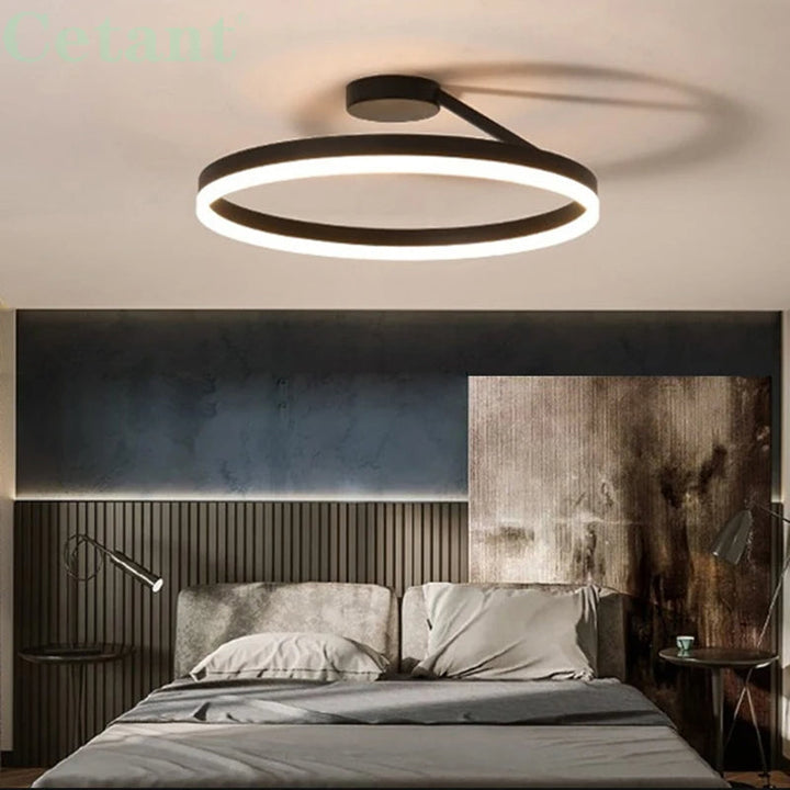 Nordic minimalist LED ceiling light with sleek metal iron and acrylic design, perfect for modern living room illumination.