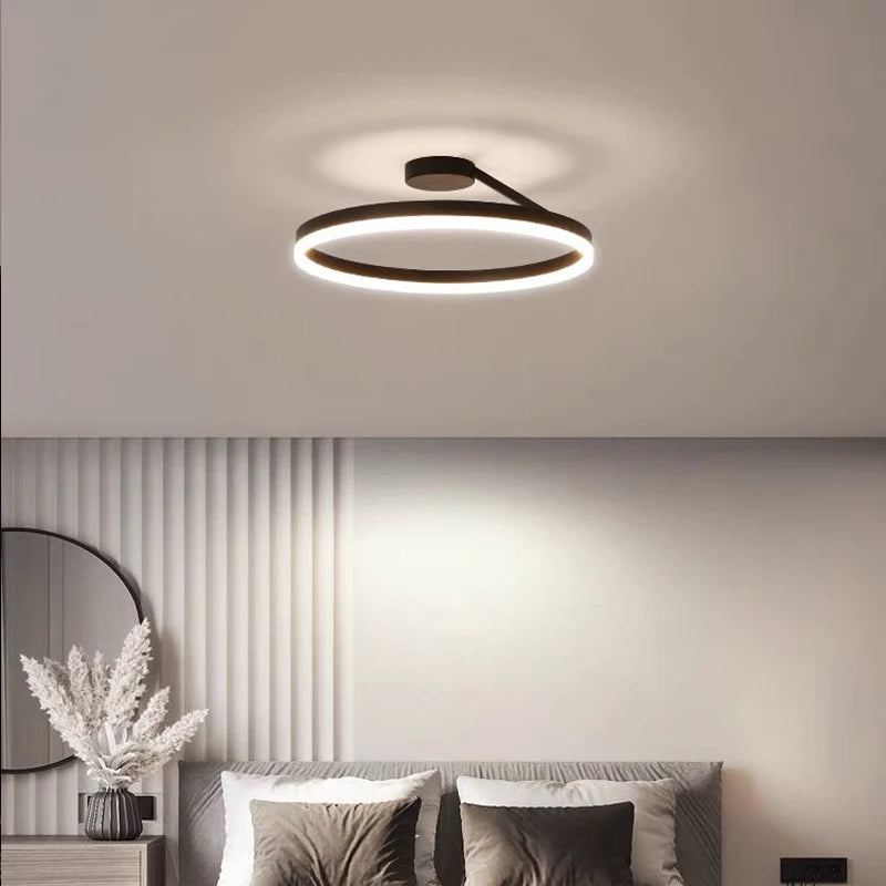 Nordic minimalist LED ceiling light with sleek metal iron and acrylic design, perfect for modern living room illumination.