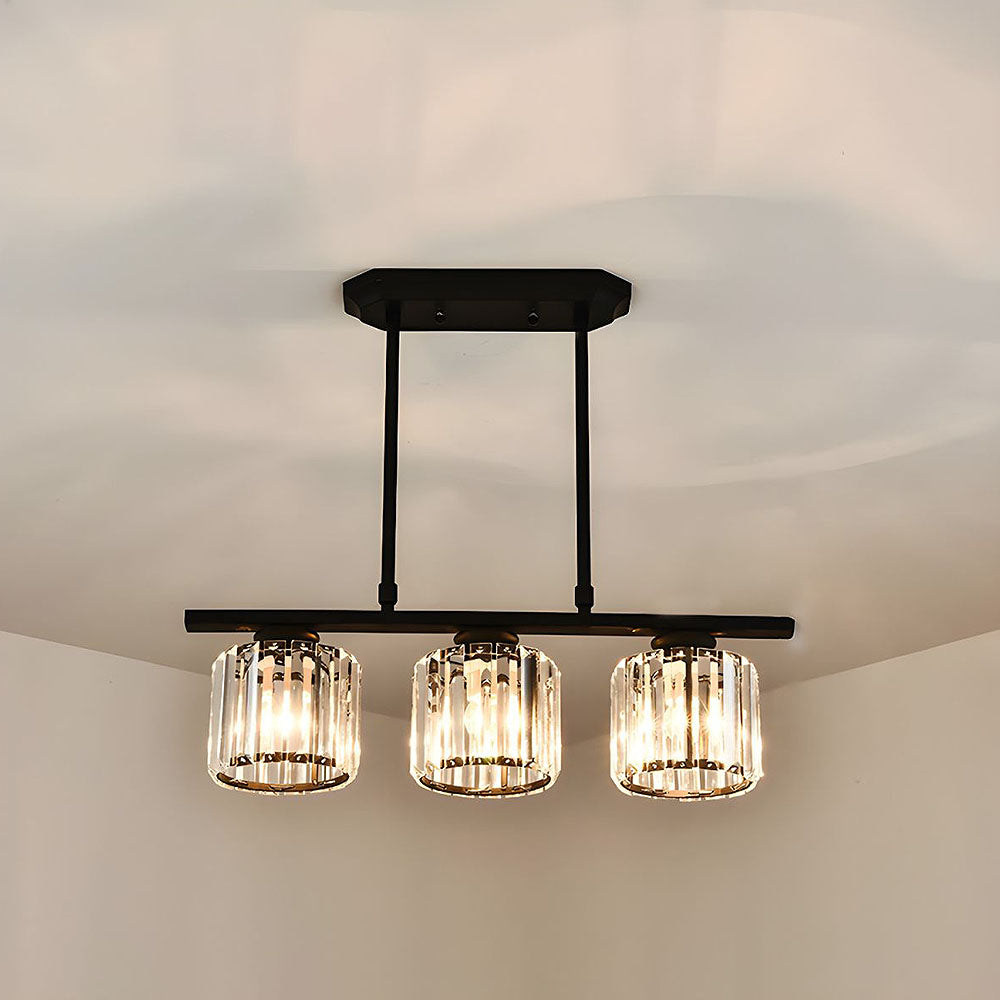 "Nordic multi-light glass pendant lamp with elegant glass shades, perfect for kitchen island or dining area centerpiece."