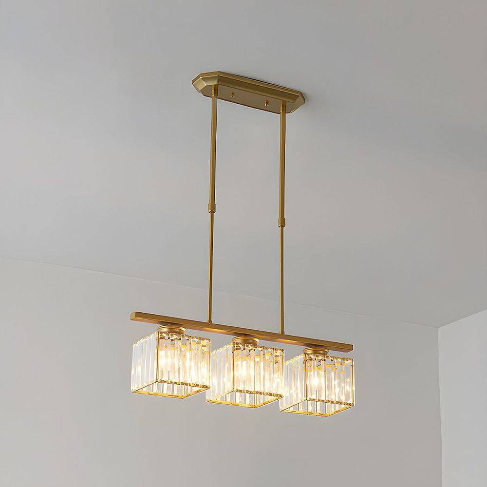 "Nordic multi-light glass pendant lamp with elegant glass shades, perfect for kitchen island or dining area centerpiece."
