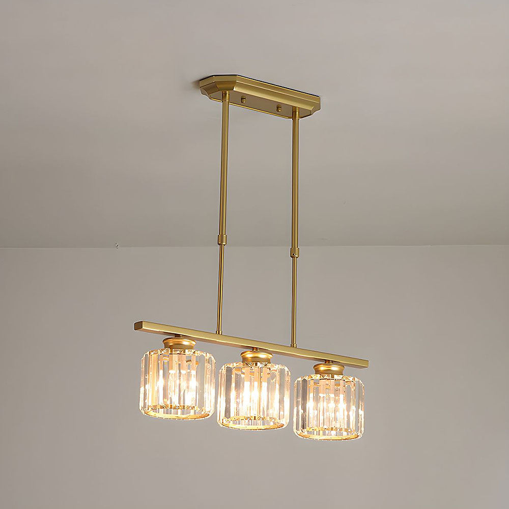 "Nordic multi-light glass pendant lamp with elegant glass shades, perfect for kitchen island or dining area centerpiece."