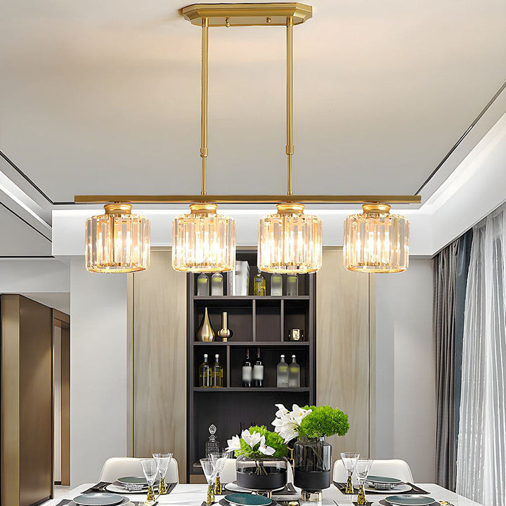 "Nordic multi-light glass pendant lamp with elegant glass shades, perfect for kitchen island or dining area centerpiece."
