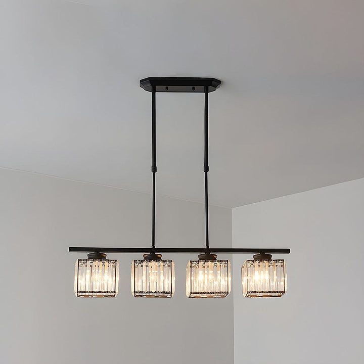 "Nordic multi-light glass pendant lamp with elegant glass shades, perfect for kitchen island or dining area centerpiece."