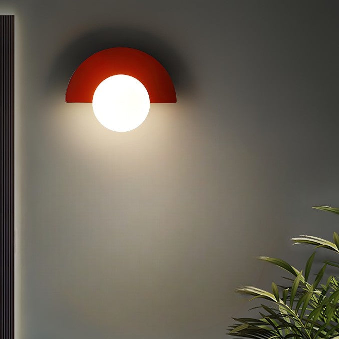 Nordic Style Metal Wall Lamp with semicircle shape, LED light, available in Black, Cool White, Green, Red, Warm White, Yellow