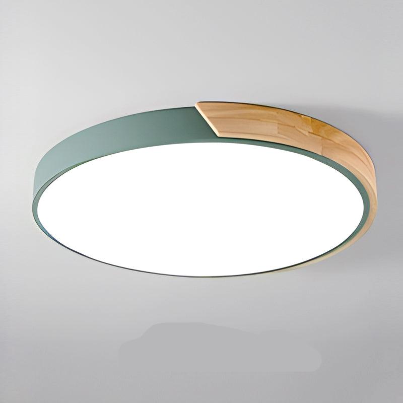 "Nordic Wooden Macaroon Ceiling Light with sleek wooden finish and minimalistic design, perfect for modern spaces."