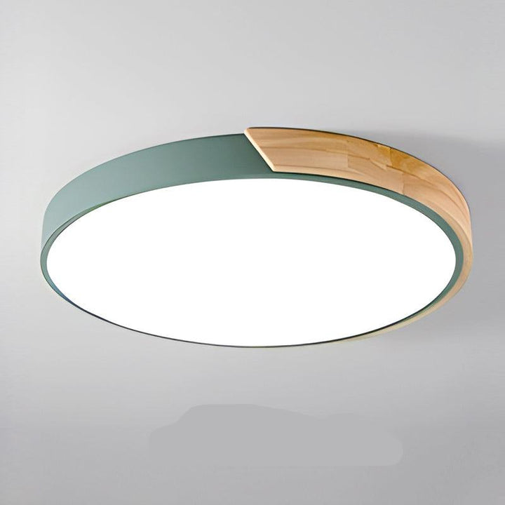 "Nordic Wooden Macaroon Ceiling Light with sleek wooden finish and minimalistic design, perfect for modern spaces."