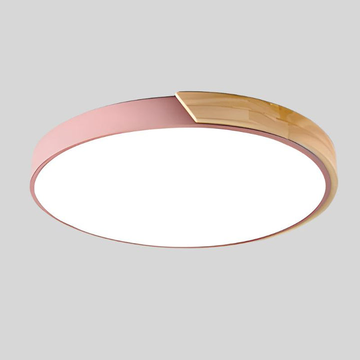 "Nordic Wooden Macaroon Ceiling Light with sleek wooden finish and minimalistic design, perfect for modern spaces."