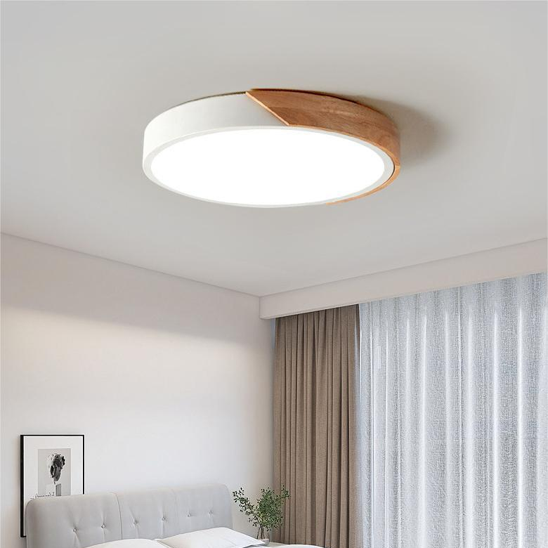 "Nordic Wooden Macaroon Ceiling Light with sleek wooden finish and minimalistic design, perfect for modern spaces."