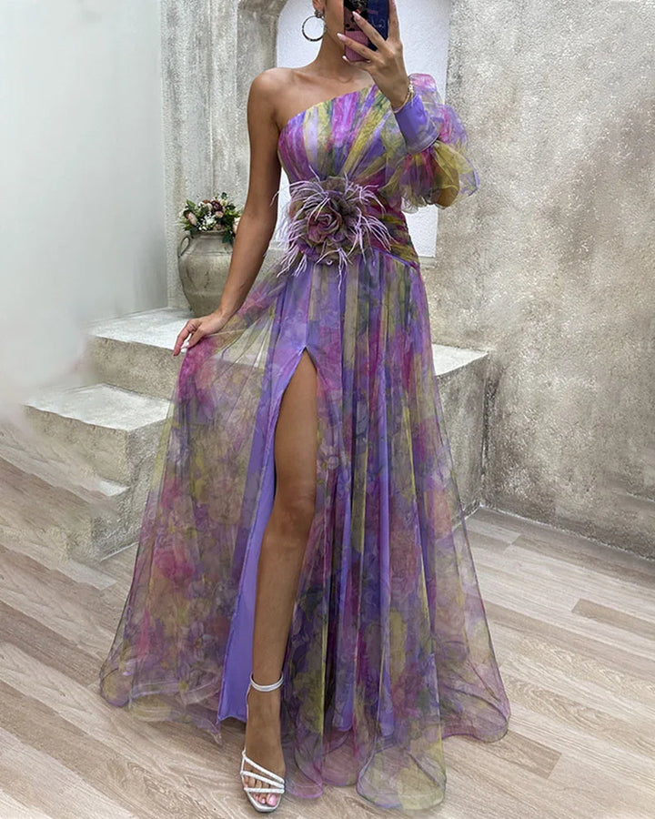Off-shoulder evening gown for women, elegant design, available in vibrant colors. Ideal for weddings, parties, and galas.