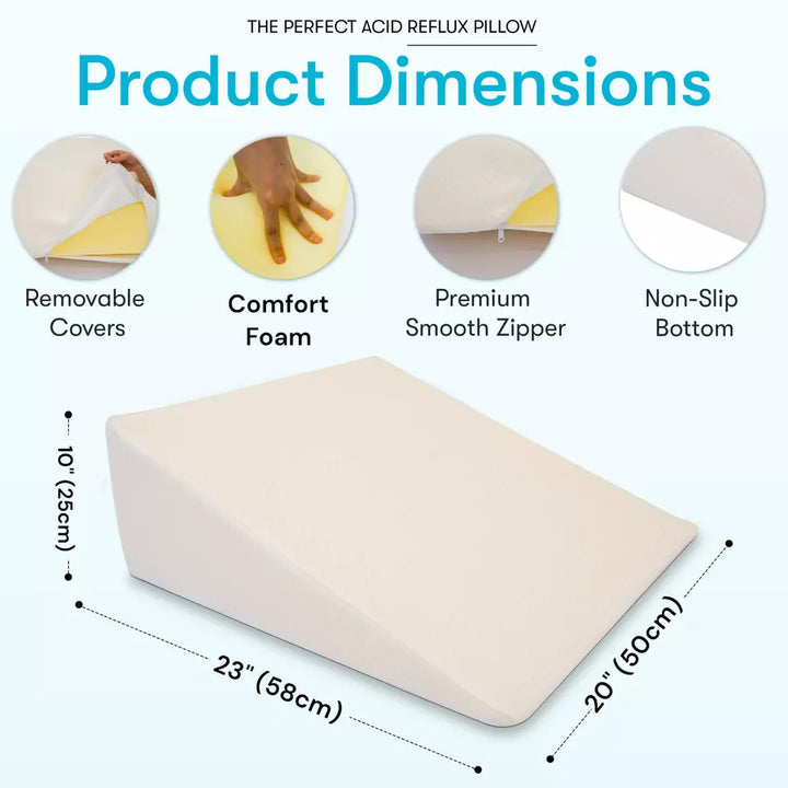 Orthopaedic triangle wedge pillow in white, offering reflux relief, post-surgery support, improves posture and circulation.