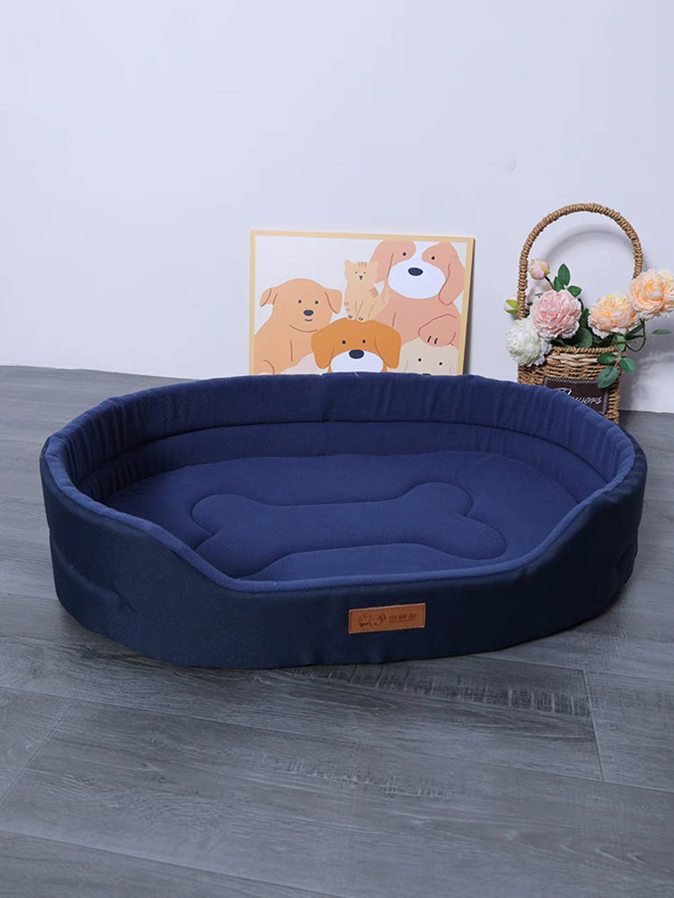 Orthopedic dog bed with memory foam for joint support, featuring a washable cover and non-slip base for optimal pet comfort.