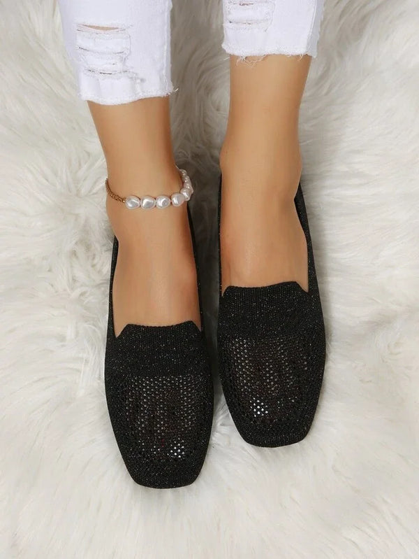 Orthopedic women's slip-on loafers with non-slip sole, chic design, cushioned comfort, ergonomic, breathable upper, square to