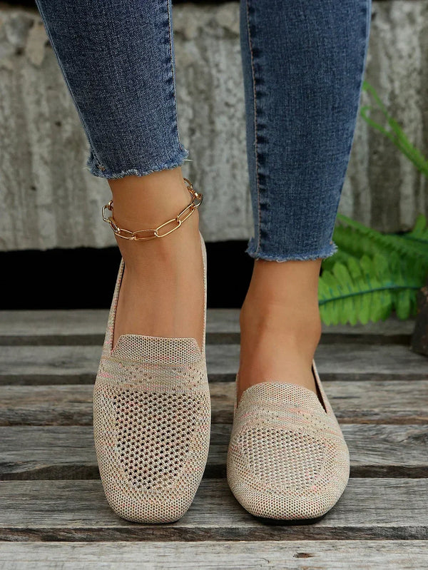 Orthopedic women's slip-on loafers with non-slip sole, chic design, cushioned comfort, ergonomic, breathable upper, square to