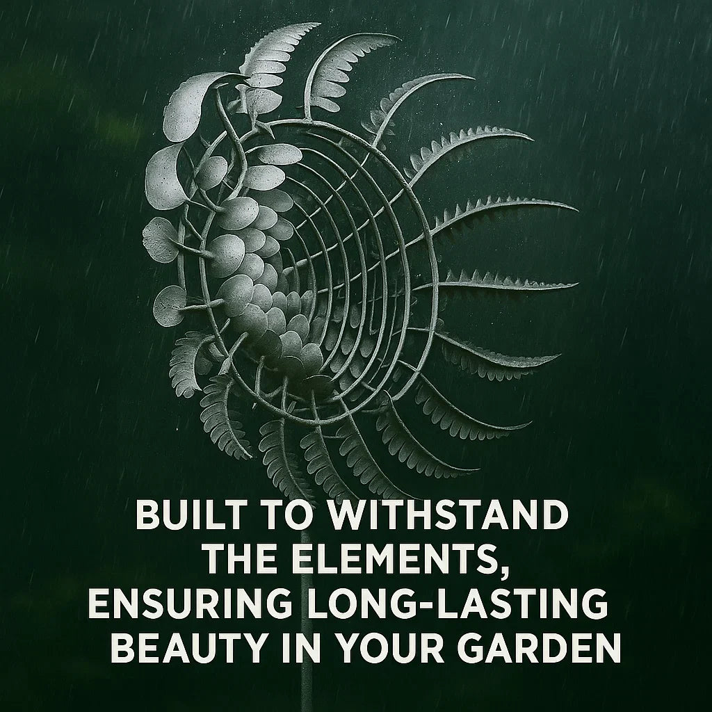 Outdoor anti-rust kinetic metal wind spinner with elegant wings, adds motion and charm to garden, perfect for year-round deco