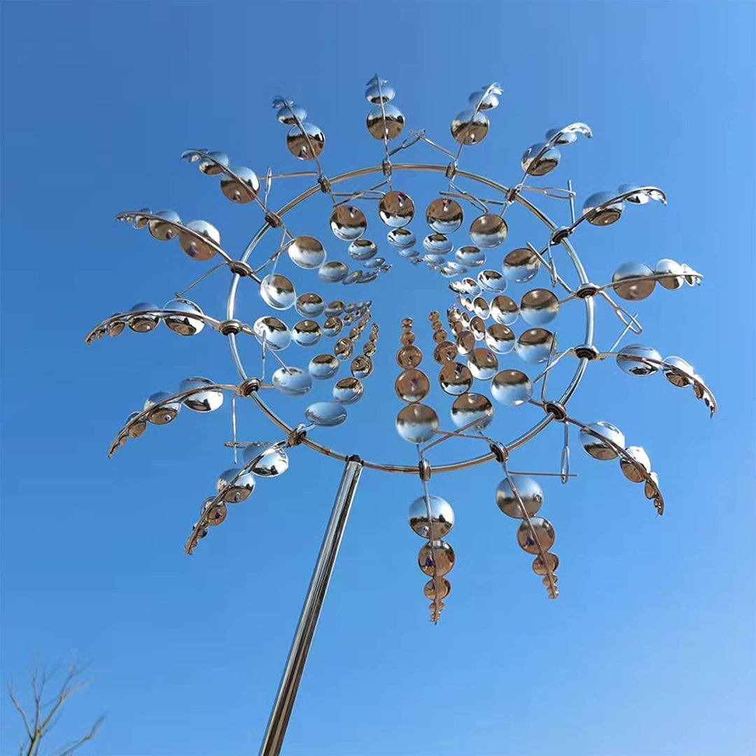 Outdoor anti-rust kinetic metal wind spinner with elegant wings, adds motion and charm to garden, perfect for year-round deco