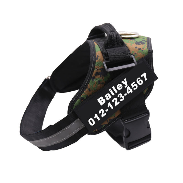 Personalized no-pull dog harness with ergonomic design, available in various colors, featuring reflective strips and easy-on/