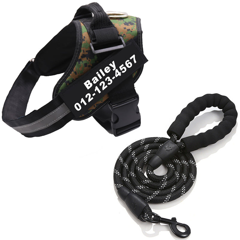 Personalized no-pull dog harness with ergonomic design, available in various colors, featuring reflective strips and easy-on/