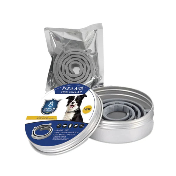 "Pet collar with natural defense against ticks and fleas, durable and waterproof, in various colors for long-lasting protecti