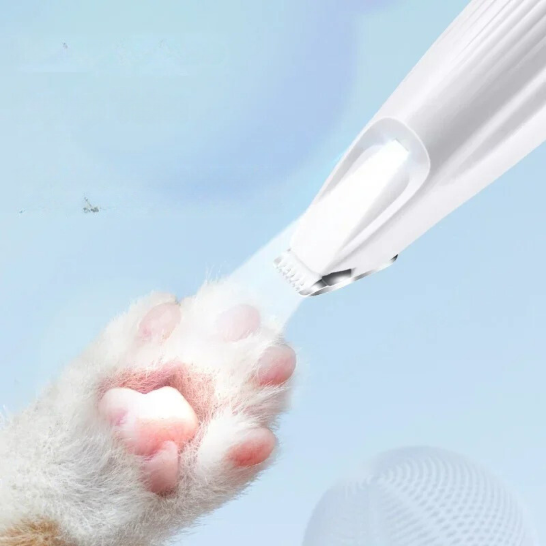 "Pet paw and fur trimmer for safe, gentle grooming, featuring rounded tips for trimming sensitive areas like paws and ears."