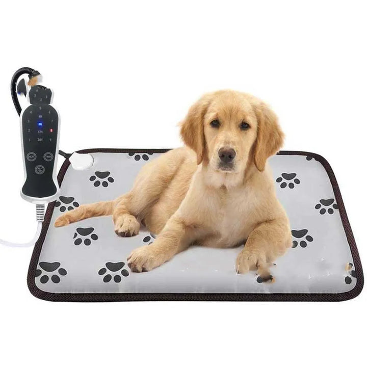 Pet warming electric mat with adjustable temperature and waterproof design, featuring a soft, plush surface for pet comfort.