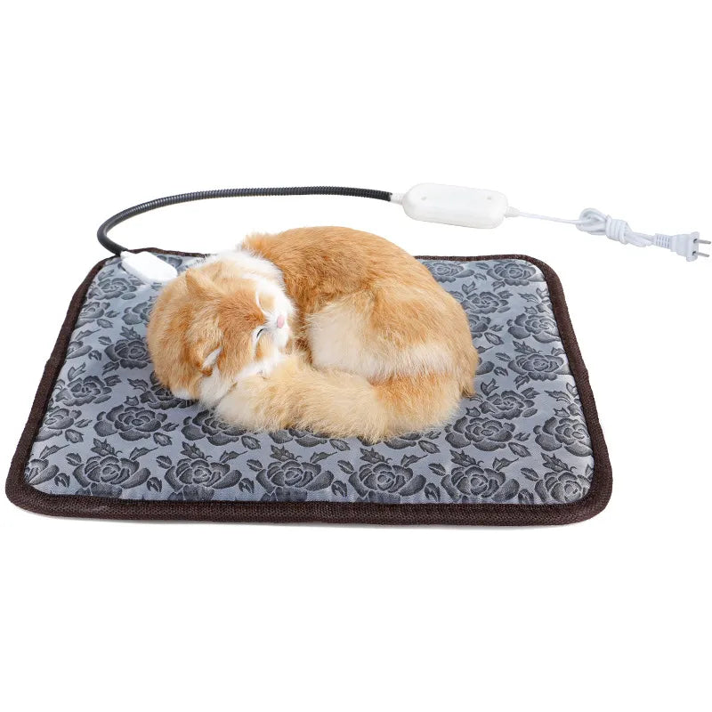Pet warming electric mat with adjustable temperature and waterproof design, featuring a soft, plush surface for pet comfort.