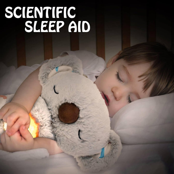 Plush teddy for kids with glowing nightlight, soothing heartbeat, realistic breathing; provides comfort and relaxation.