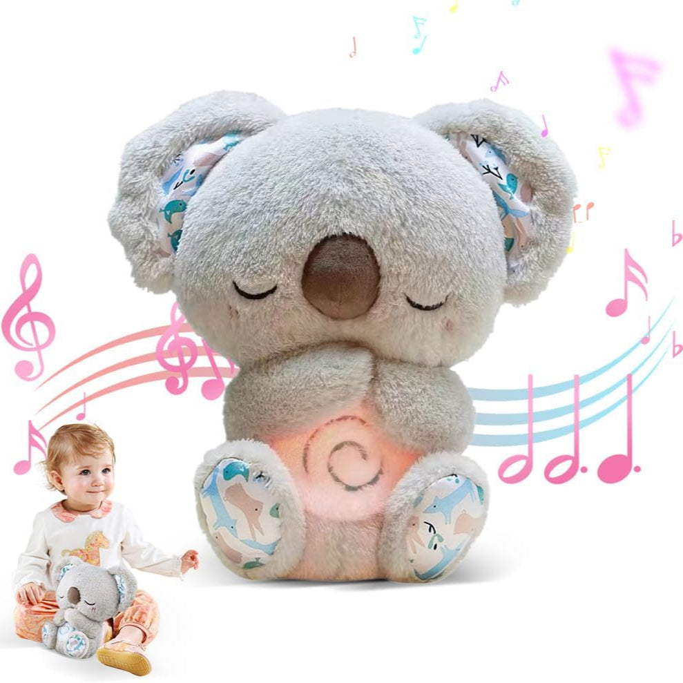 Plush teddy for kids with glowing nightlight, soothing heartbeat, realistic breathing; provides comfort and relaxation.