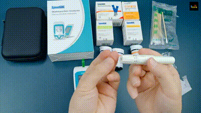 "Portable Home Cholesterol Test Kit with Uric Acid & Glucose Meter, compact multifunctional analyzer for quick health checks.
