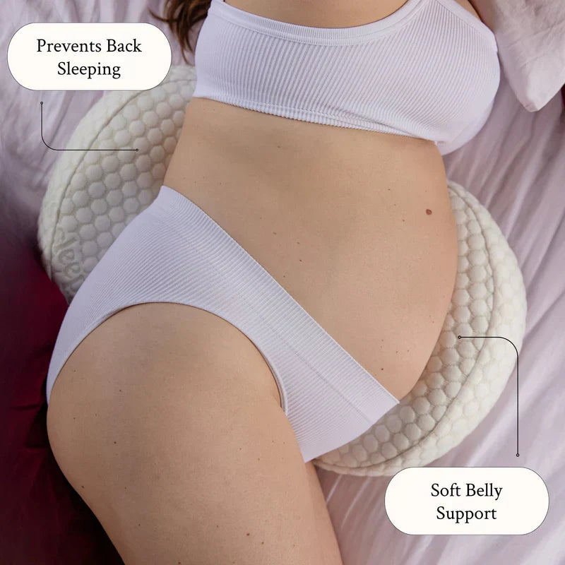 "Premium maternity body pillow with cotton cover, ergonomic design, full-body support for comfort and alignment, hypoallergen