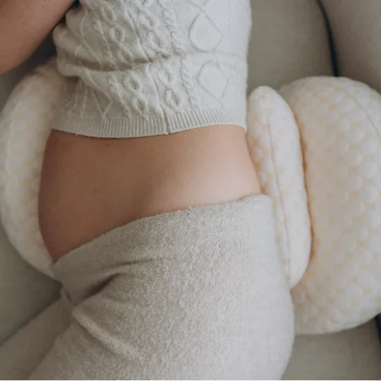 "Premium maternity body pillow with cotton cover, ergonomic design, full-body support for comfort and alignment, hypoallergen