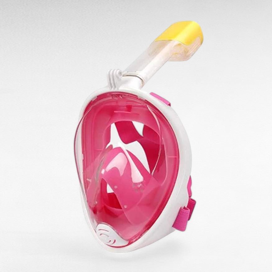 "Pro-grade snorkel mask for men and women, silicone build, anti-fog tempered glass, stylish design, ensures comfort and fit."