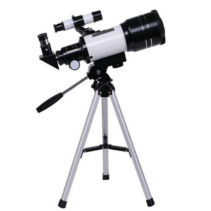 "Professional refracting telescope with 150x magnification on a tripod, ideal for stargazing and celestial observation."
