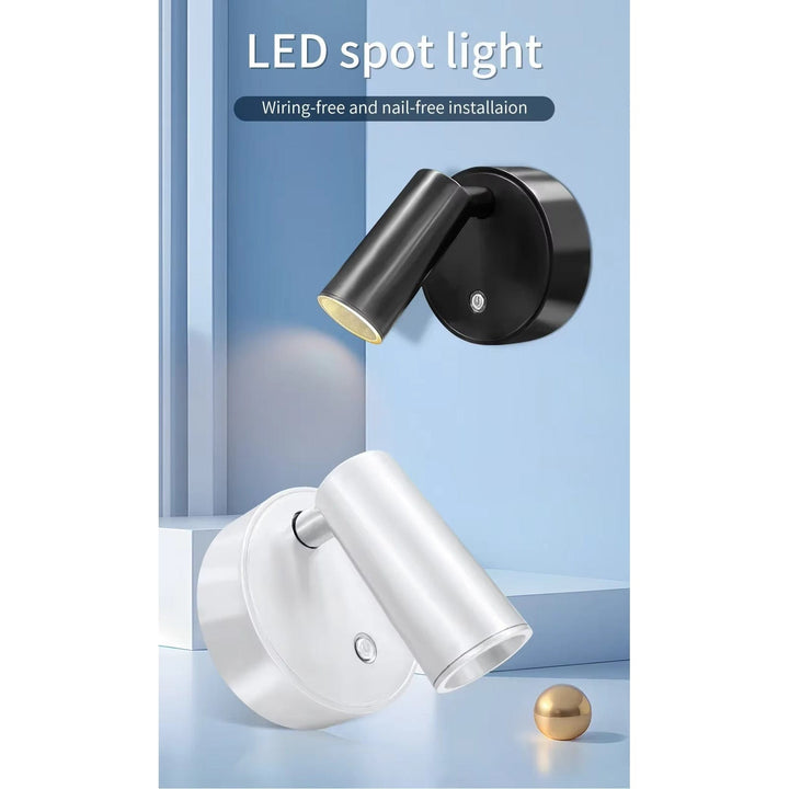 Rechargeable LED wall light with touch control, 360° rotation, magnetic base; compact, sleek design for versatile lighting.