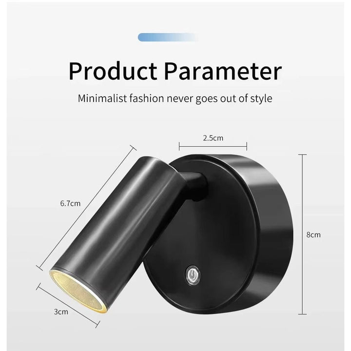 Rechargeable LED wall light with touch control, 360° rotation, magnetic base; compact, sleek design for versatile lighting.