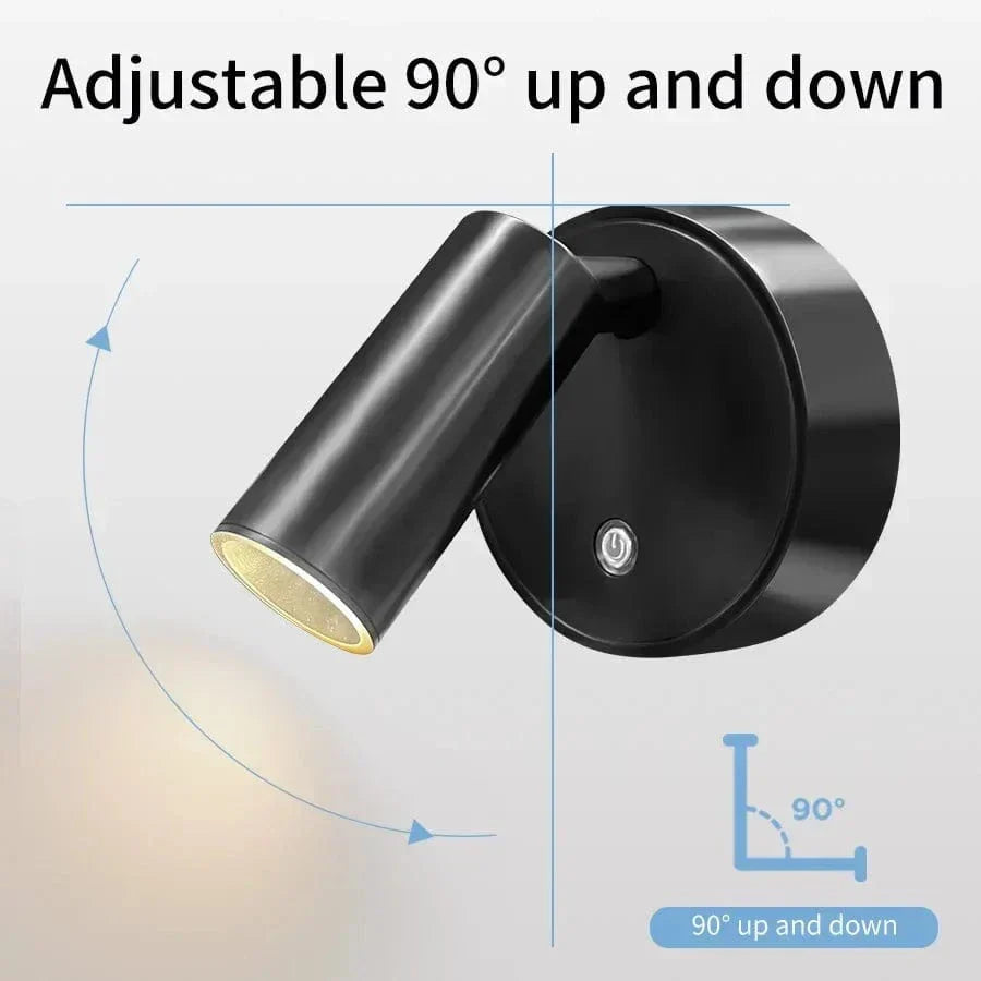 Rechargeable LED wall light with touch control, 360° rotation, magnetic base; compact, sleek design for versatile lighting.