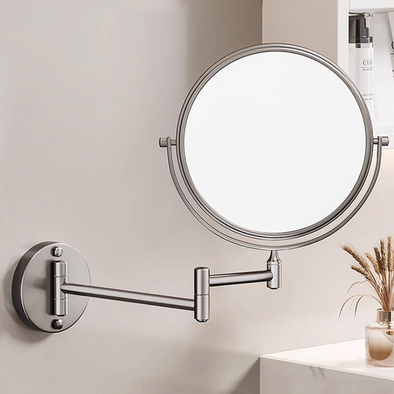 "Rechargeable wall mounted shaving mirror with LED lights, featuring three light settings and a sleek modern design."