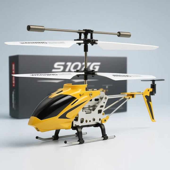 Red Hercules Unbreakable Mini RC Helicopter with Gyro, robust design, vivid hue, metal frame, ideal for kids and beginners.