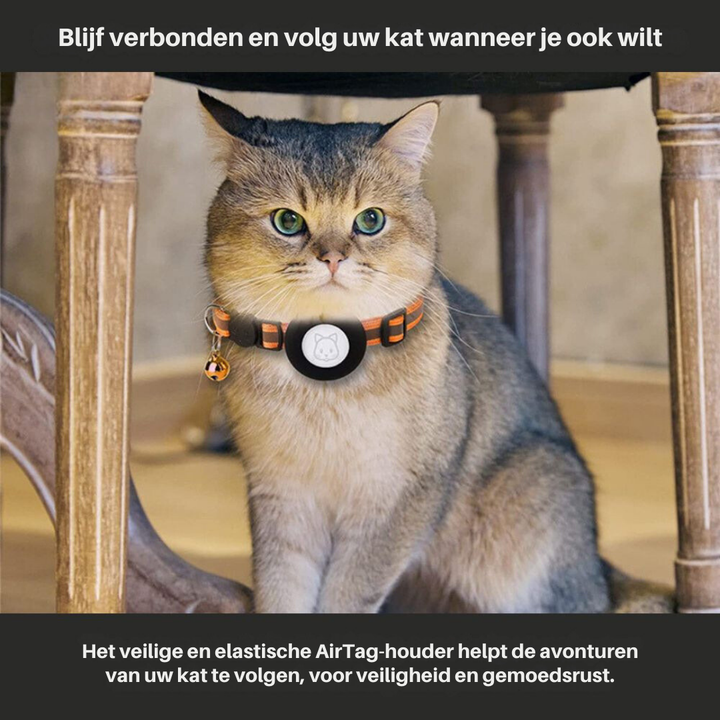 Reflective cat GPS tracker collar with quick release and durable nylon, designed for safety and night visibility.