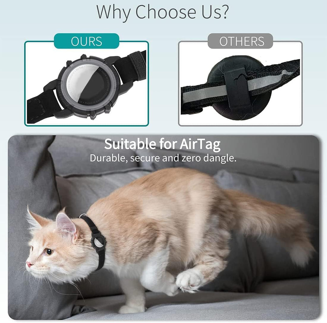 "Reflective cat GPS tracker collar with quick release, enhances safety and visibility for your pet's outdoor adventures."